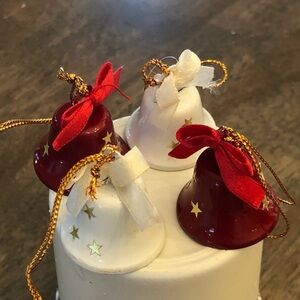 Vintage Red and White Bell Ornaments